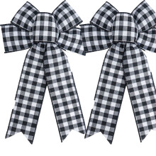 Red Black Buffalo Plaid Large Christmas Bow Outdoor Indoor
