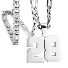 Men's Stainless Steel Jersey Number Pendant 28 with Chunky