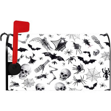 Halloween Mailbox Cover Black White Spider Web Bat Magnetic