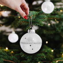 Shatterproof Christmas Ornaments Silver White Glitter 9PCS