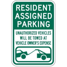 Aluminum Parking Sign Green 12 x 8 inches