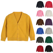 Girls' school cardigan V-neck sweater size 5-6 years dark