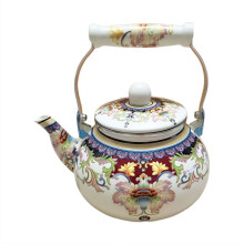 Vintage Enamel Tea Kettle Floral Pattern 84 oz