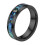 Tungsten Steel Couple Ring with Abalone Shell Opal Inlay 1