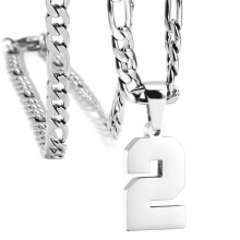 Men's stainless steel jersey number pendant with chunky