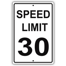 Speed Limit Sign 30 MPH Black on Aluminum 8x12 Inch