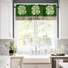 Clover valance curtain black green buffalo plaid 54x18in