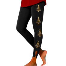 Women's Christmas Tree Print Leggings High-Waisted Elastic