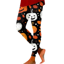Halloween leggings for plus-size women light gray L