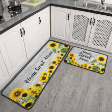 Sunflower Kitchen Rug Set Yellow Floral Vintage