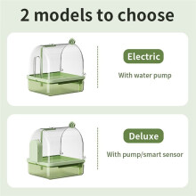 Bain D'Oiseaux Suspendu Transparent, Douche de Bain Ă Circulation D'Eau Automatique pour Oiseaux, Conception Peu Encombrante, Accessoire pour Cage Ă