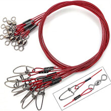 Red Steel Wire Fishing Leader Line 40 pcs 50cm 1mm 125lb