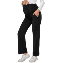 Women's Maternity Yoga Pants High Waist with Pockets Black S