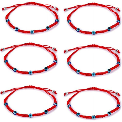 Red Black Kabbalah Evil Eye Charm Bracelet Adjustable