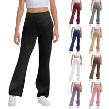 Girls Flare Pants Elastic High Waist White Size 13-14