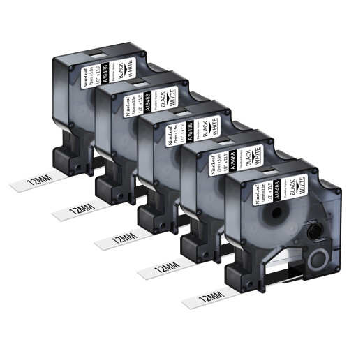 DYMO 18488 Label Tape Black on White 5 Pack