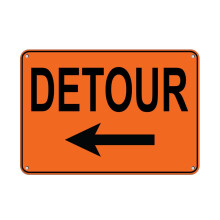 Left Arrow Detour Traffic Sign Aluminum 10 x 14 in
