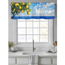 Lemon Green Leaf Curtain Valance 42x12 Rod Pocket Blue Ocean