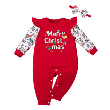 Baby Boy Christmas Romper Long Sleeve Formal Bodysuit Red