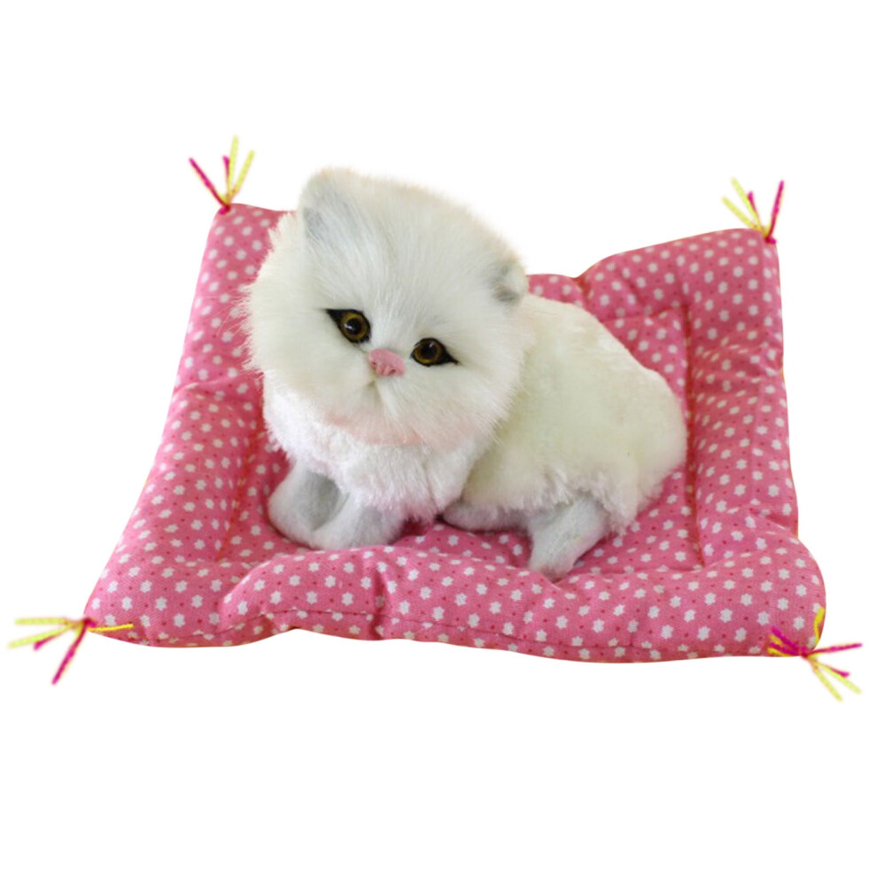 电动仿真猫咪毛绒玩具 17cm 带布垫会喵叫