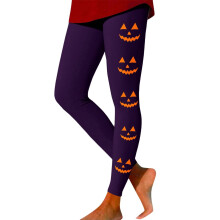 Halloween leggings for plus women purple XXL high-waist