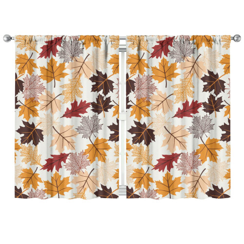 Kitchen Curtains Fall Aesthetic Maple Leaf Design 2 Pack