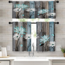 Farmhouse Floral Kitchen Curtains Valance & Tier Set 36