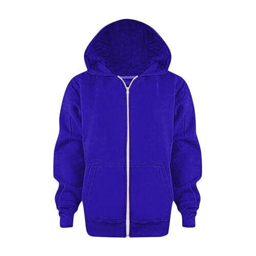 Kids Sweatshirt Long Sleeve Solid Color Zip Hoodie Blue