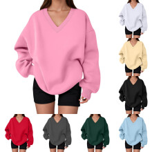 Women's Oversized V-Neck Sweatshirt L