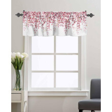 Spring Pink Leaf Curtain Valance 54x18in Watercolor Plant
