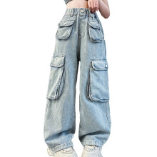 Girls' Blue Jogger Pants Elastic Waist 12-14 Years
