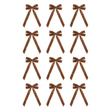 Brown Velvet Christmas Bows 12-Piece 5.1x10.2 inches