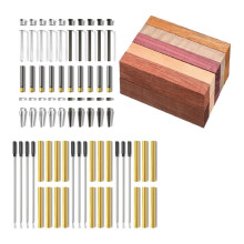 Kits de Stylos pour Tournage sur Bois, Lot de 10, Titane - Argent, avec 20 Pièces D'Ébauches de Tournage en Bois Dur, Accessoires de Tournage pour