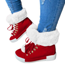 Women's Snow Boots Red Square Toe Slip-On Size 6.5