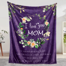 Mothers Day Blanket for Mom – Soft Purple Flower Throw