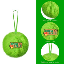 Lime Green Faux Fur Christmas Ball Ornament