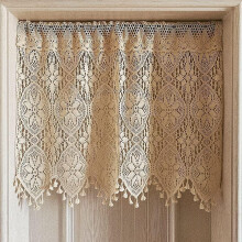 Crochet Curtain Valance Boho Farmhouse Style 1 Panel