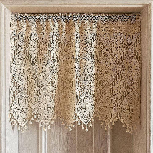 Crochet Curtain Valance Boho Farmhouse Style 1 Panel