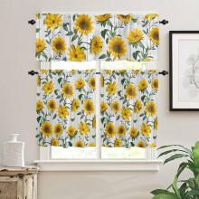 Sunflower Valance Curtains Vintage Yellow Floral 54x18 in