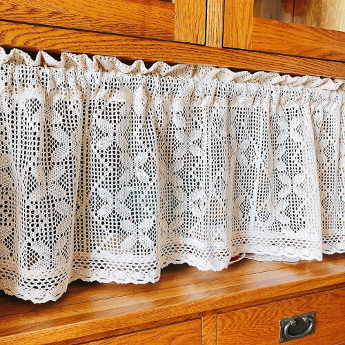 Cotton crochet short window valance for kitchen