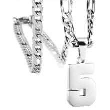 Men's Stainless Steel Jersey Number Pendant 5 with Chunky