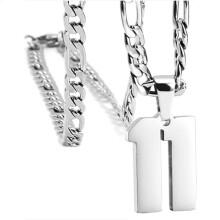 Men's Stainless Steel Jersey Number Pendant 11 with Chunky