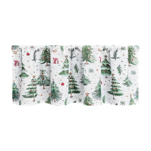 Kitchen Curtain Valance Christmas Tree Snowman Pattern