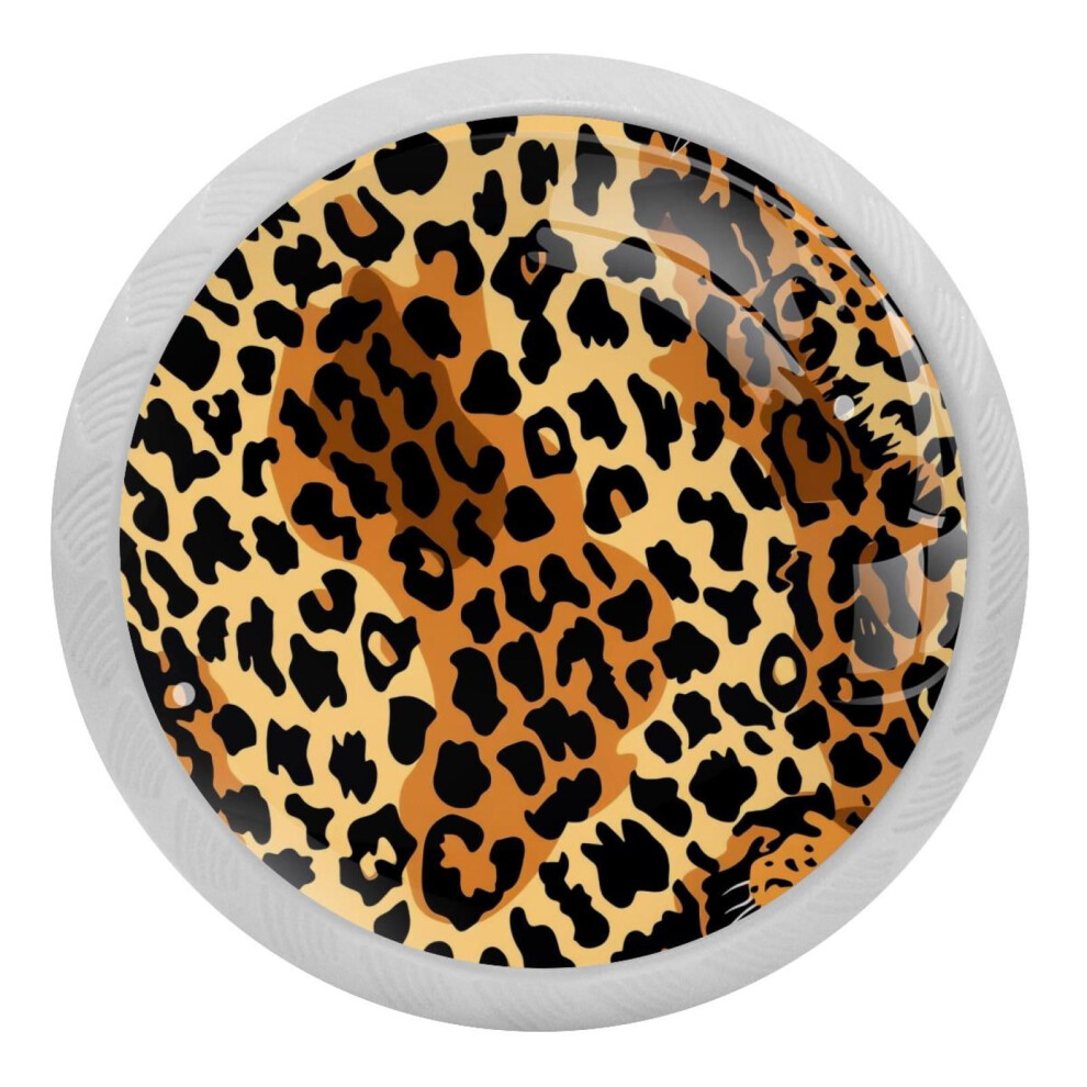 Leopard Pattern Crystal Glass Cabinet Knobs 4 Pcs 9130661501163
