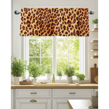 Leopard Print Curtain Valance Rod Pocket 54x18 Inch