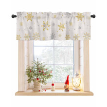 Snowflake Curtain Valance 54x18in Gold Silver Vintage Linen