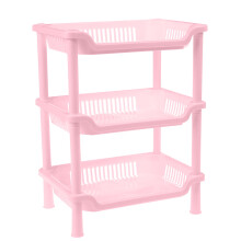 Plastic 3-Tier Rectangular Storage Rack Pink