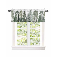 Pine Maple Forest Window Valance Dark Green 42x12in Rod