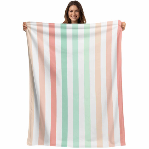 Flannel Fleece Throw Blanket Pink Sage Green Gradient