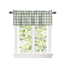 Sage Green and White Buffalo Plaid Curtain Valance 60x18in